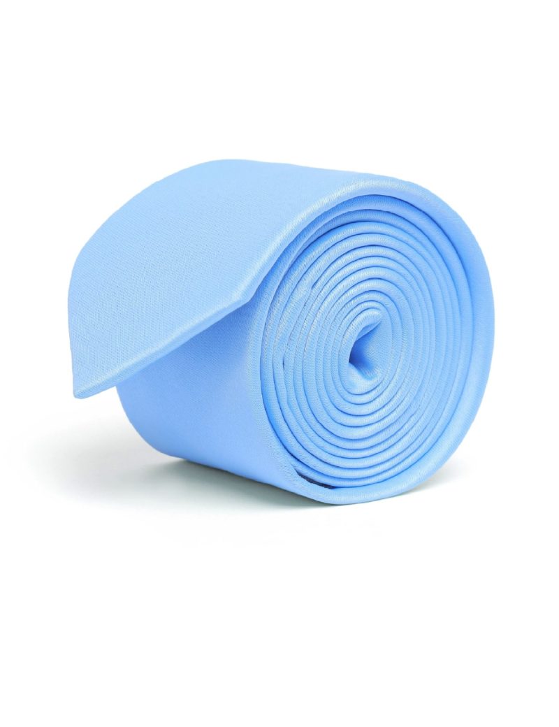 T001LB00-Light-blue-1 Plain satin Light blue Tie