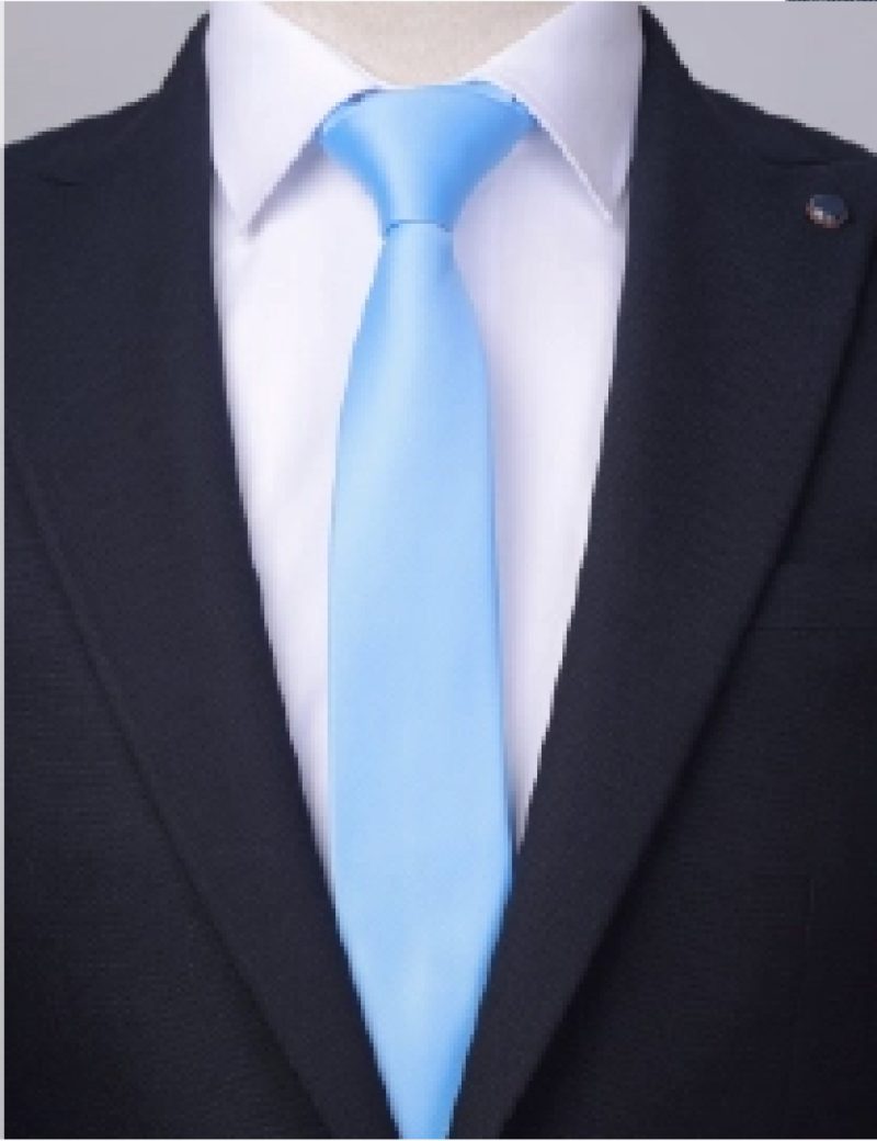 T001LB00-Light-blue-2 Plain satin Light blue Tie