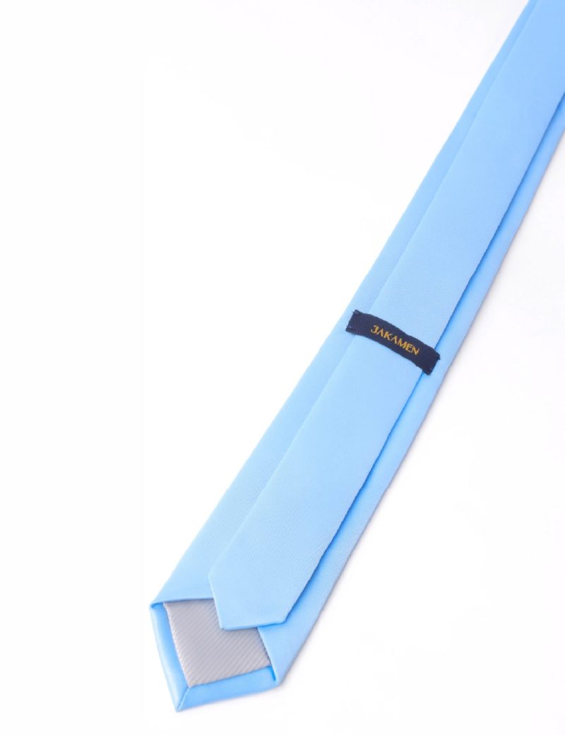 T001LB00-Light-blue-3 Plain satin Light blue Tie