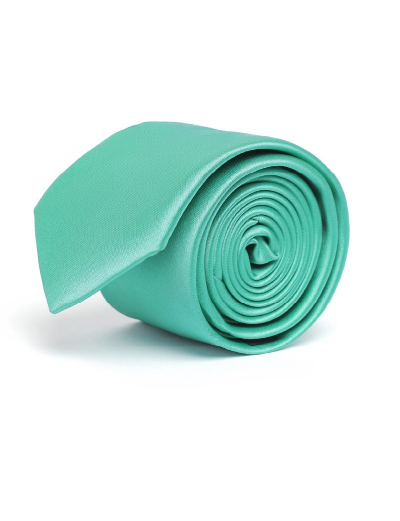 T001LG00-Light-green-1 Plain satin Light green Tie