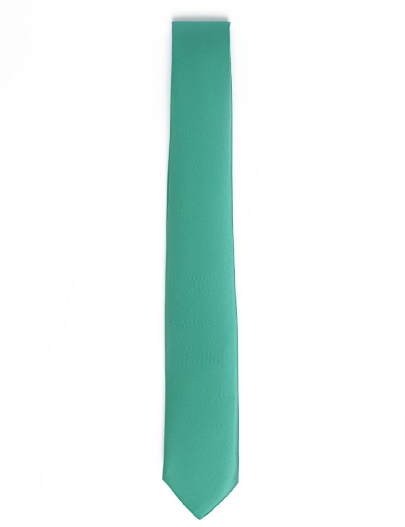 T001LG00-Light-green-4 Plain satin Light green Tie