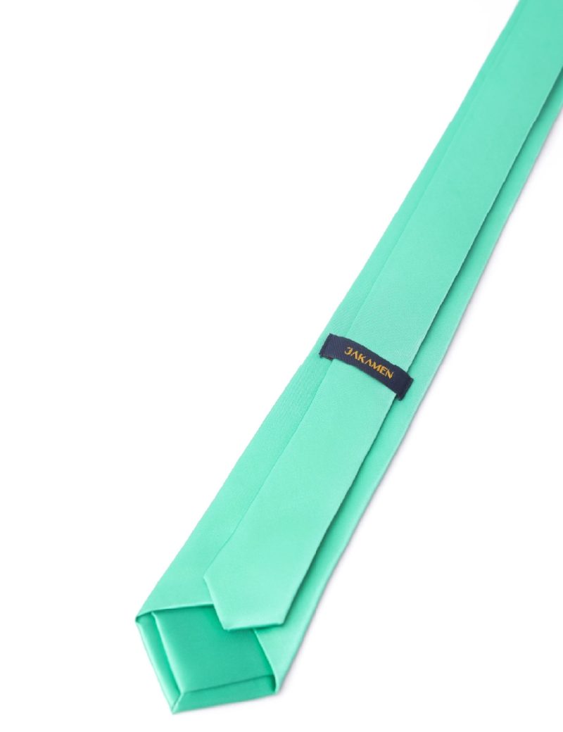 T001LG00-Light-green-5 Plain satin Light green Tie