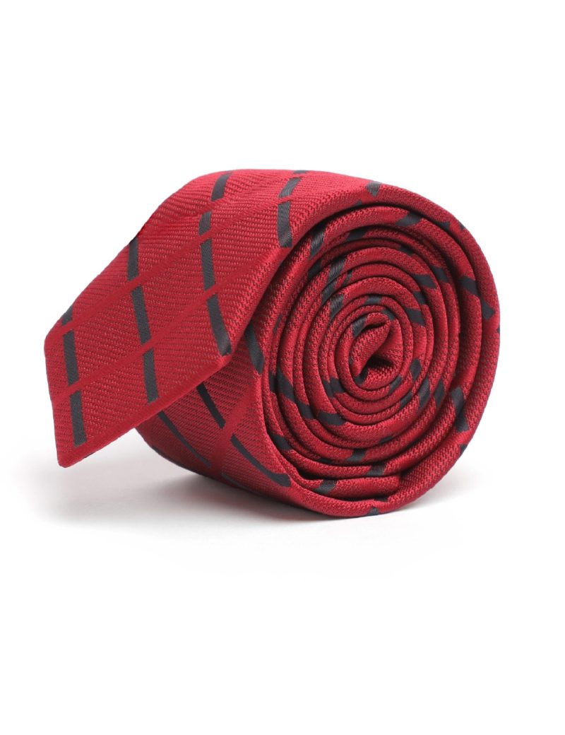 T001M00-Maroon-1 Black and Maroon Regimental Stripes Tie