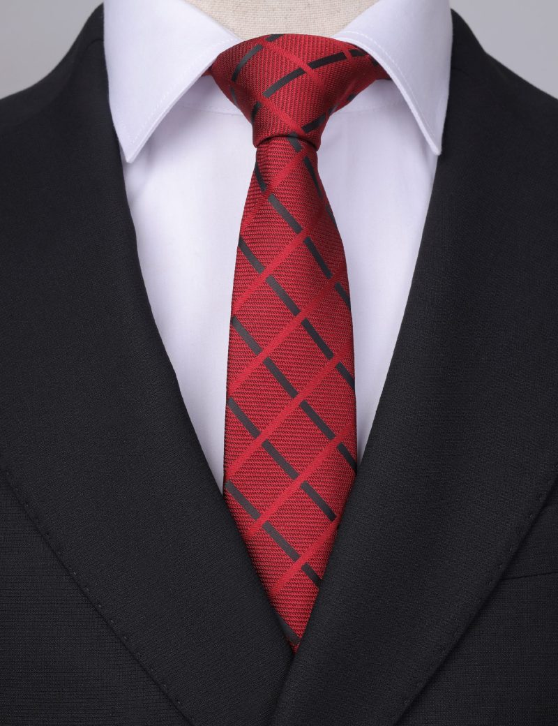 T001M00-Maroon-3 Black and Maroon Regimental Stripes Tie