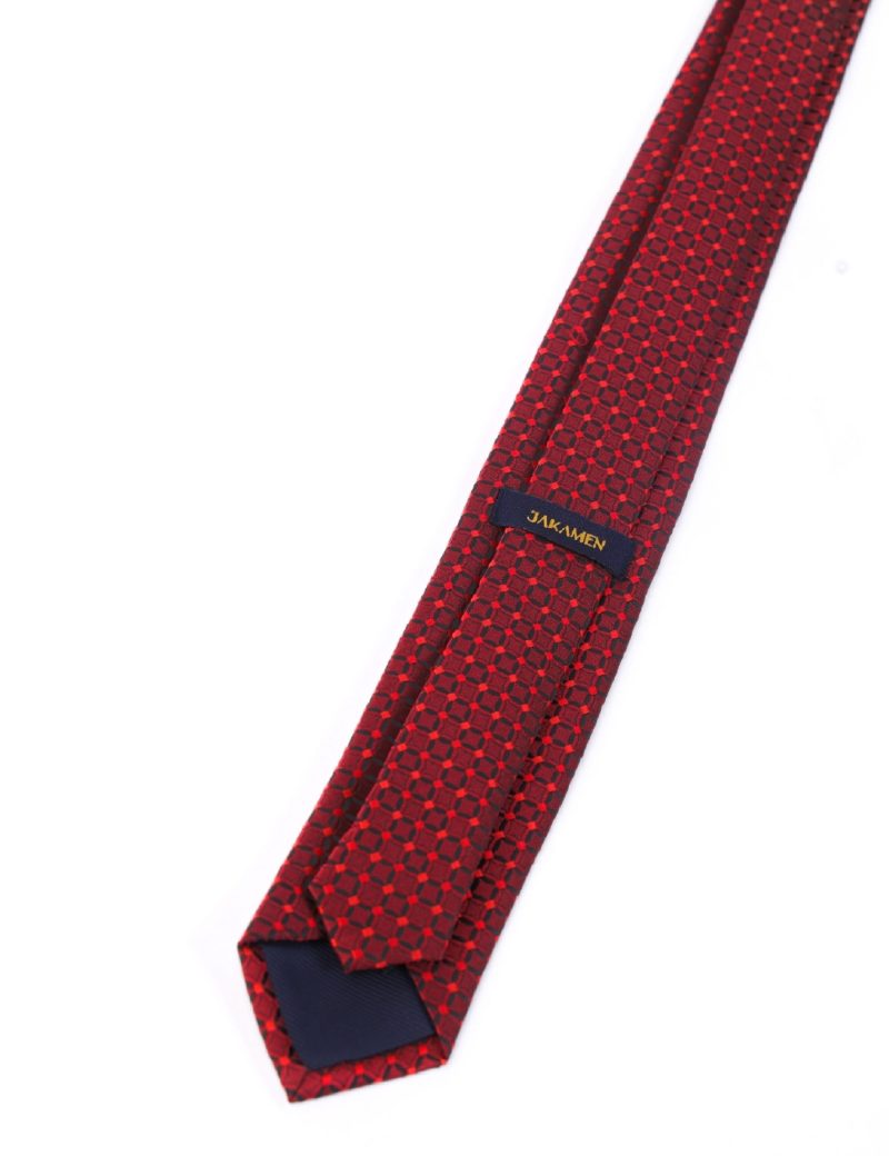 T001R00-Red-3 Black and Maroon patterned Tie