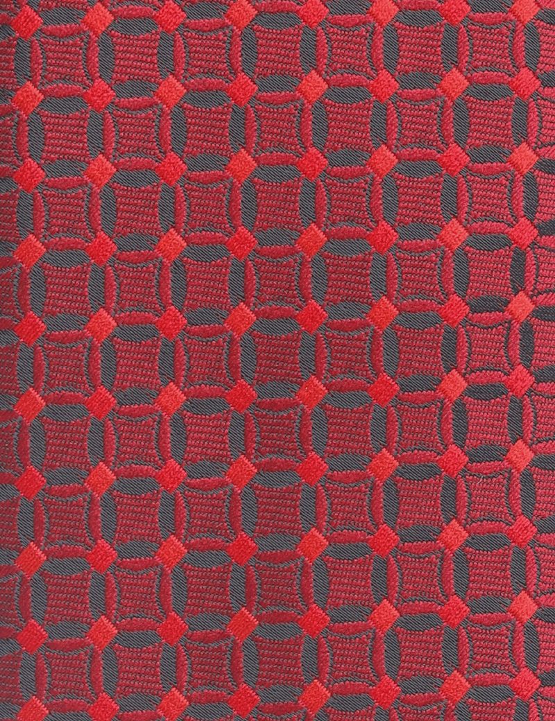 T001R00-Red-4 Black and Maroon patterned Tie