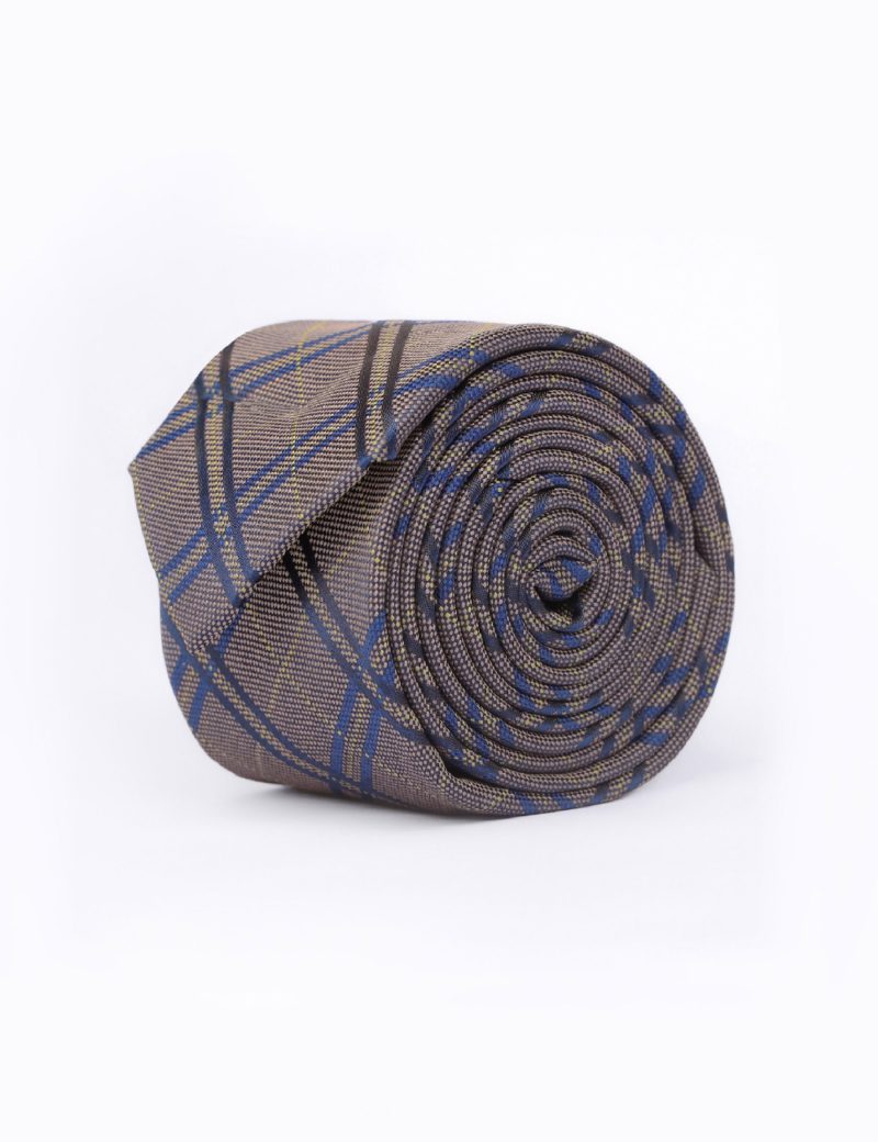 Navy & black tartan Tie
