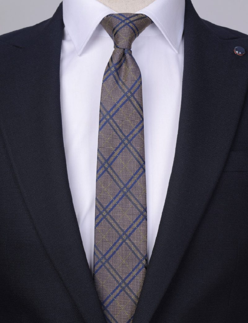 Navy & black tartan Tie
