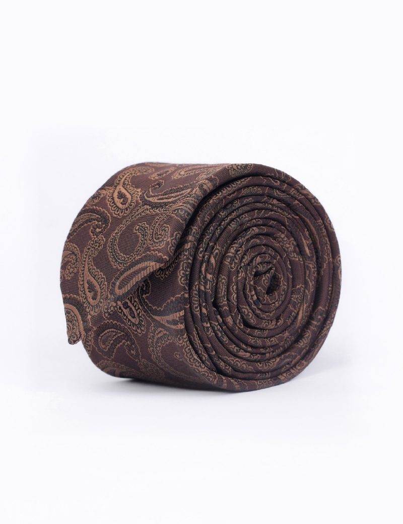 T002BR00-Brown-1 Paisley beige Tie