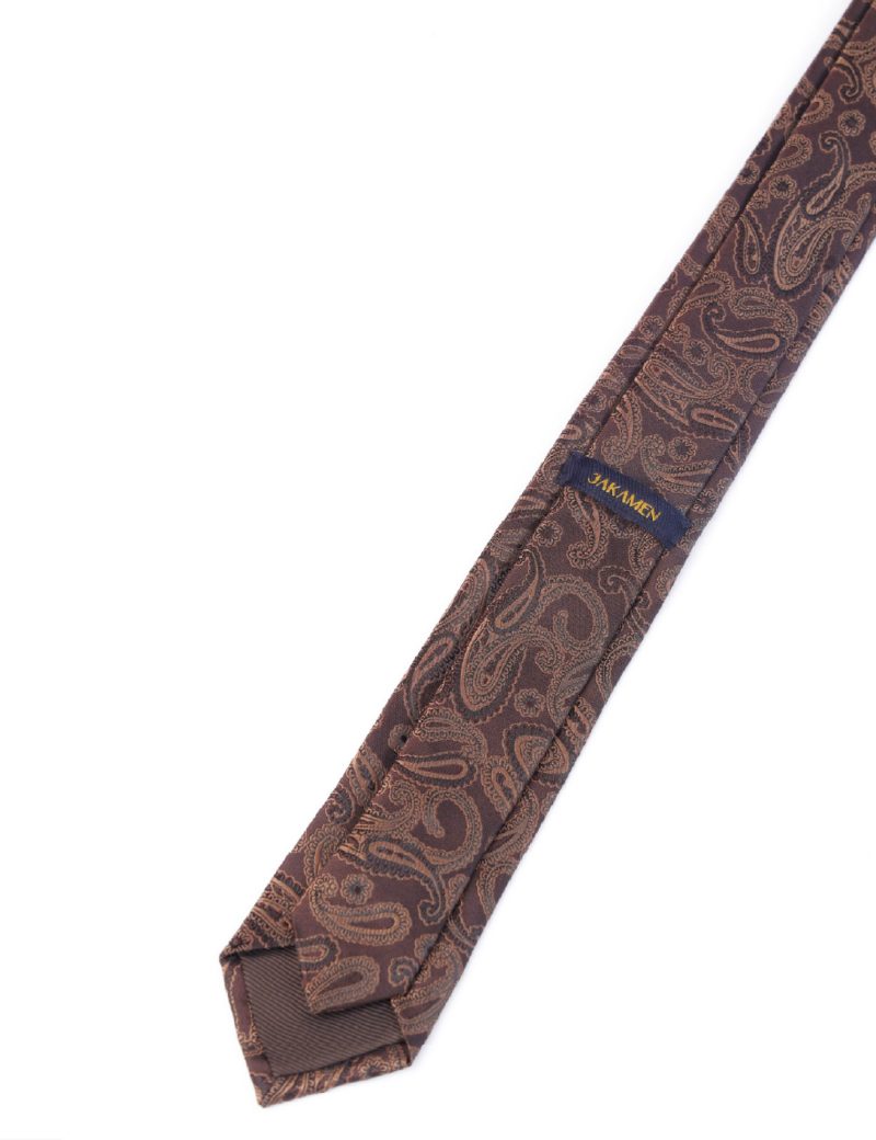 T002BR00-Brown-5 Paisley beige Tie