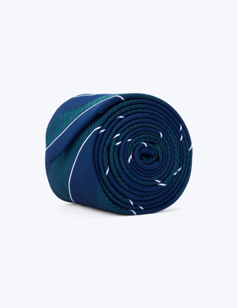 T002GN00-Green-1 Navy & white regimental stripes Tie