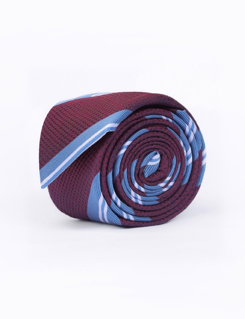 T002M00-Maroon.-1 Blue & white regimental stripes Tie