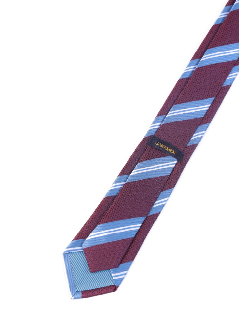 T002M00-Maroon.-4 Blue & white regimental stripes Tie