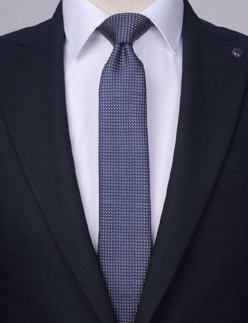 T002N00-Navy-3 Beige pattern Tie