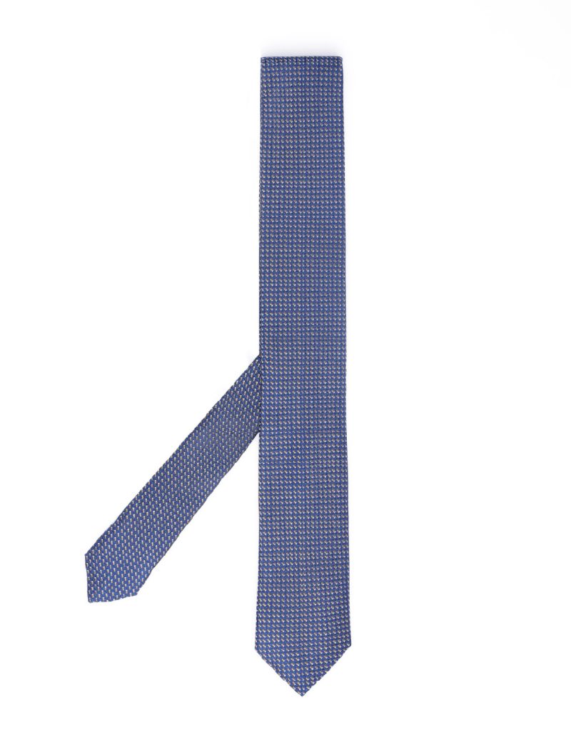 T002N00-Navy-5 Beige pattern Tie
