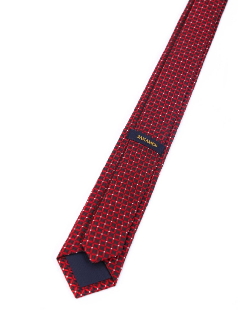 T002R00-Red-3 Black squares Tie