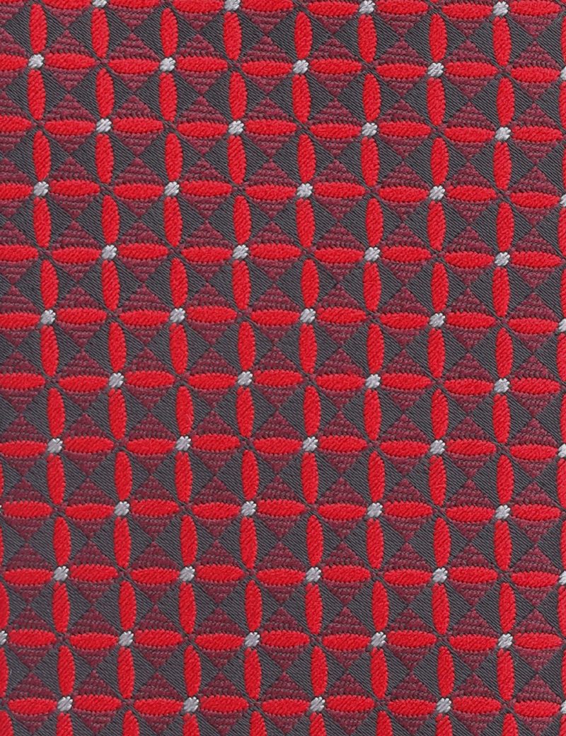 T002R00-Red-5 Black squares Tie