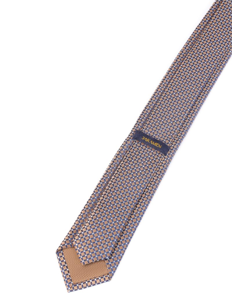 T003BE00-Beige-4 Navy checked Tie