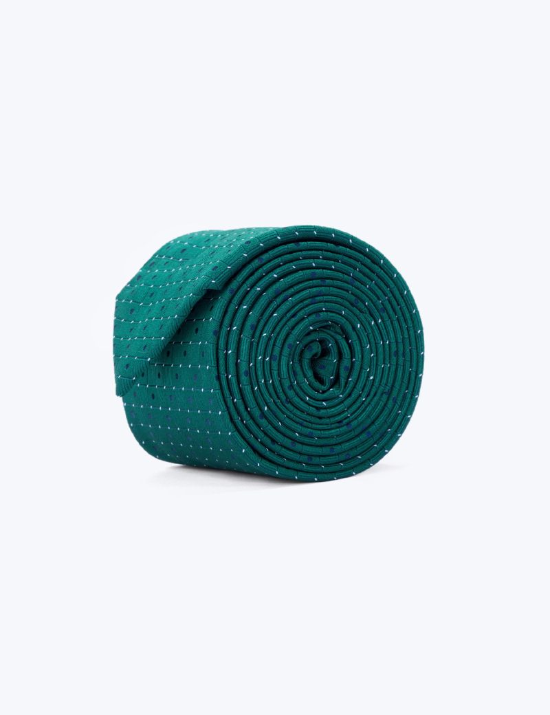T003GN00-Green-1 Navy dots Tie