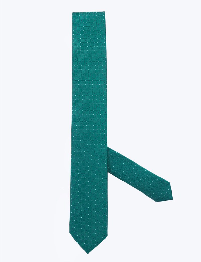 T003GN00-Green-4 Navy dots Tie