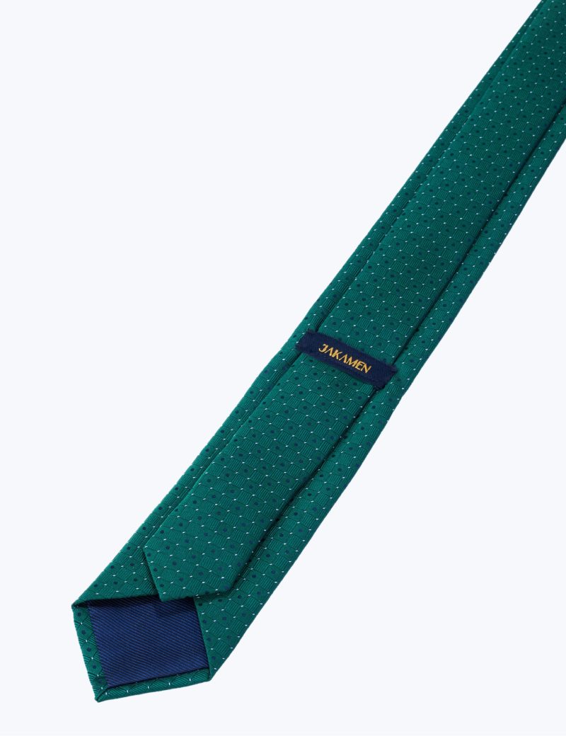 T003GN00-Green-5 Navy dots Tie
