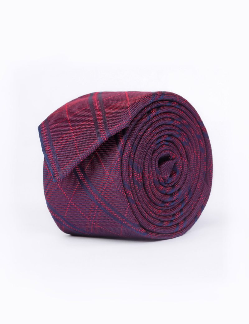 T003M00-Maroon-1 Checked with navy stripes Tie