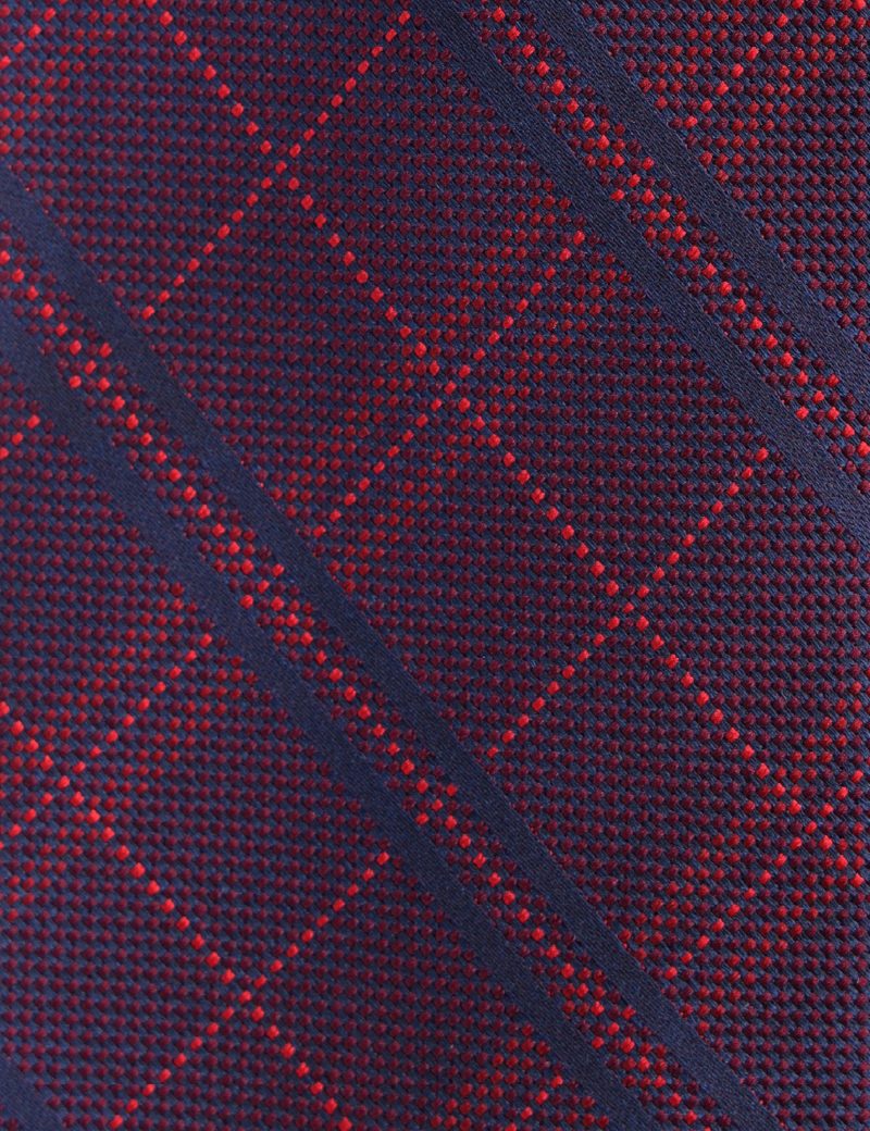 T003M00-Maroon-3 Checked with navy stripes Tie