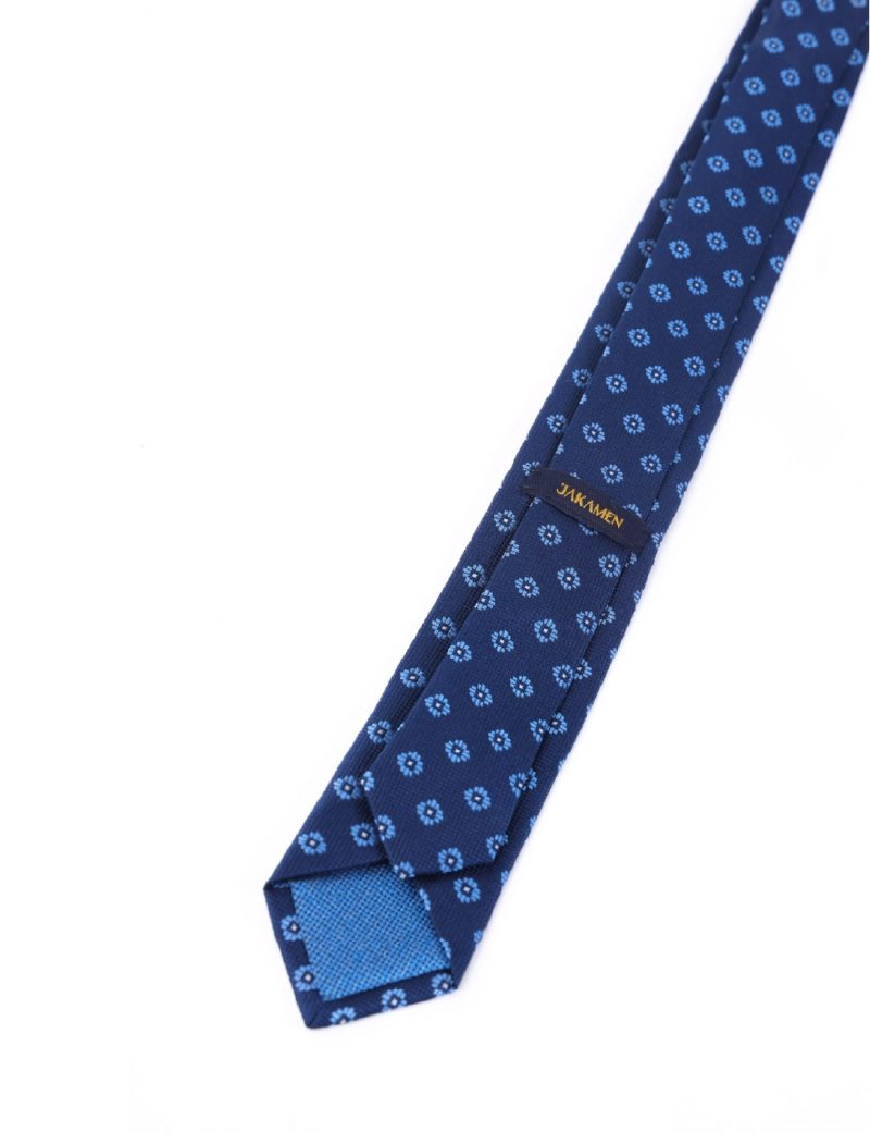 T003N00-Navy-2 Blue flowers Tie