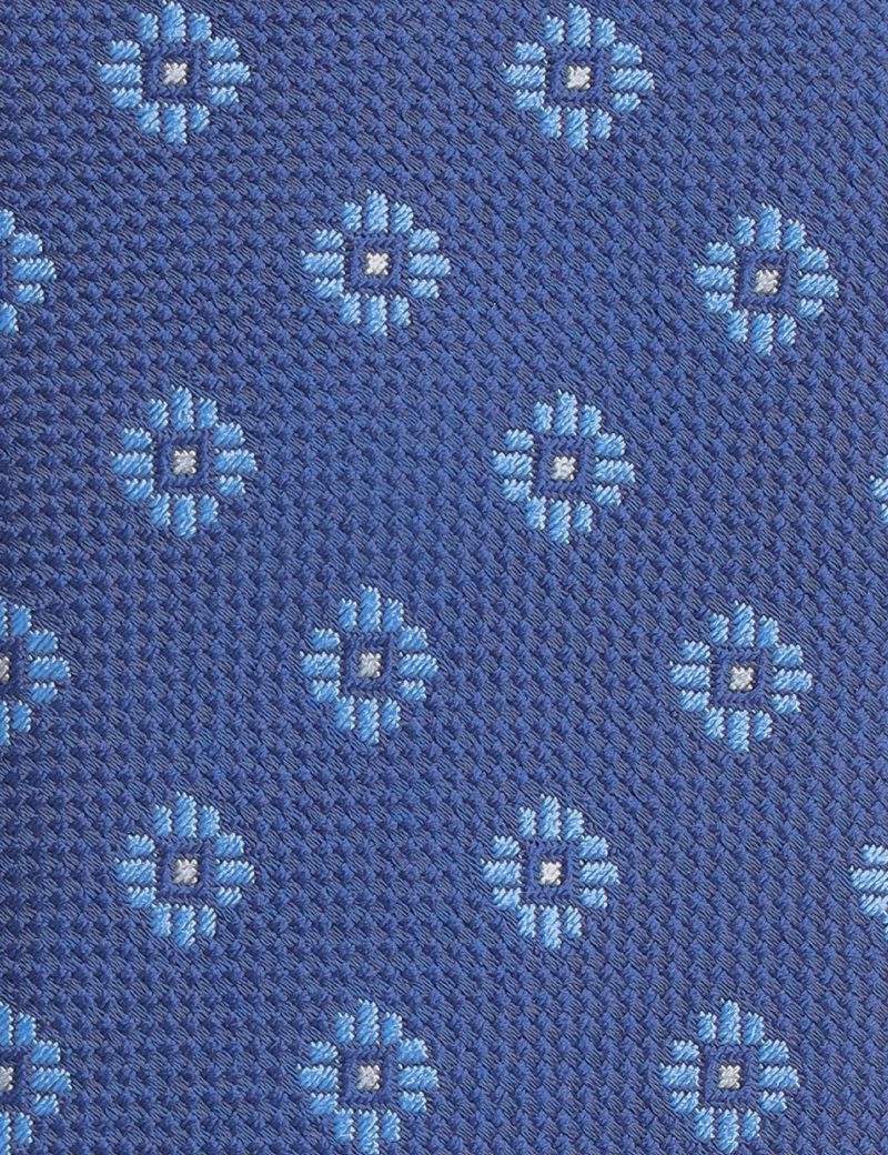T003N00-Navy-4 Blue flowers Tie