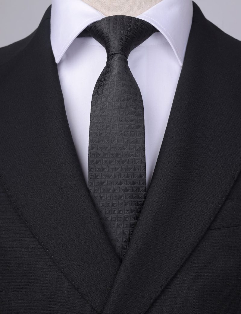 T004B00-Black-5 Black pattern Tie