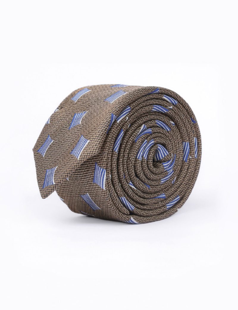White & navy pattern Tie