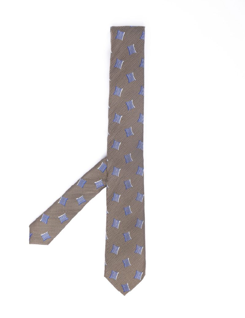 White & navy pattern Tie