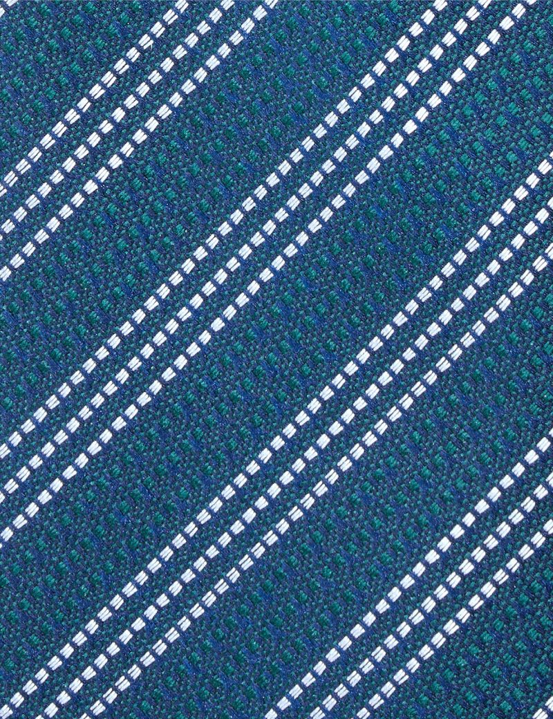 T004GN00-Green-3 White regimental Stripes Tie