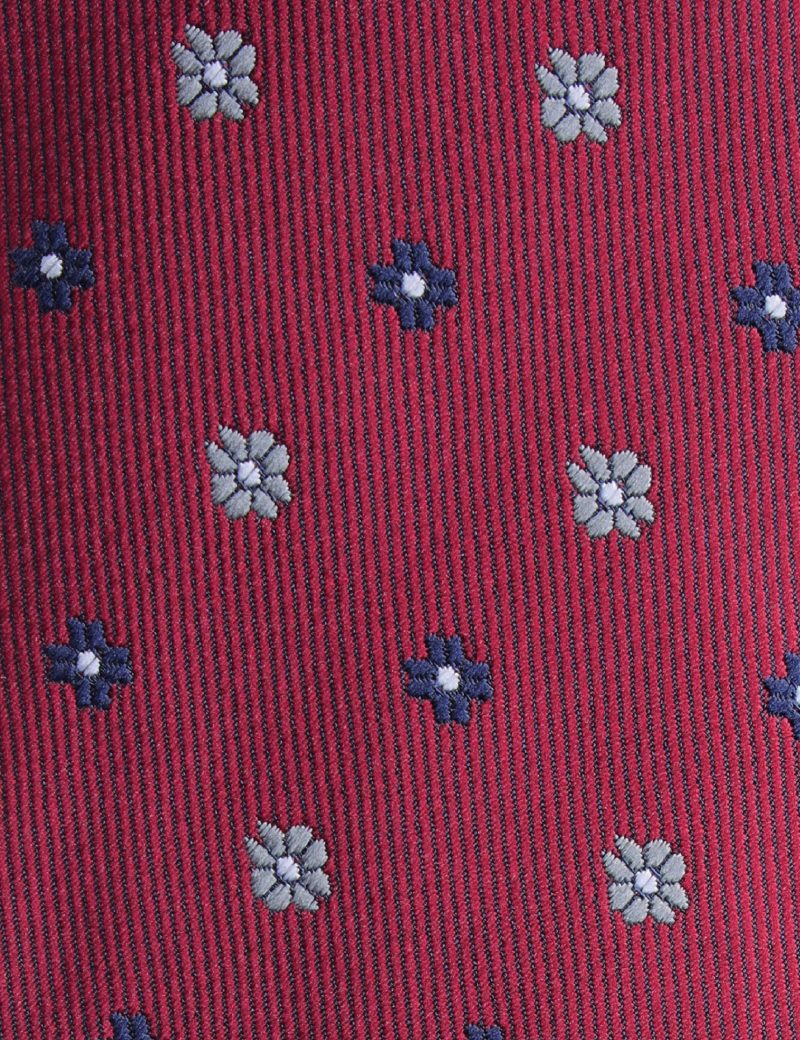 Navy & grey flowers Tie