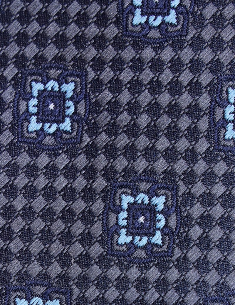 T004N00-Navy-2 Blue pattern Tie