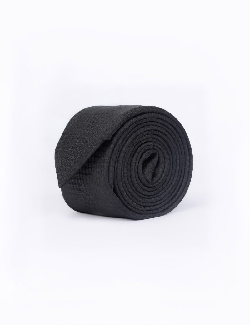 T005B00-Black-1 Black regimental stripes Tie