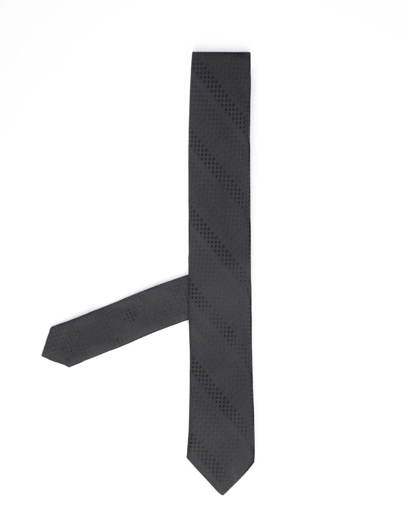 T005B00-Black-3 Black regimental stripes Tie