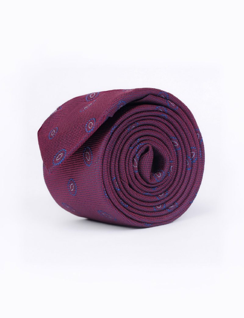 T005M00-Maroon-1 Navy & white pattern Tie