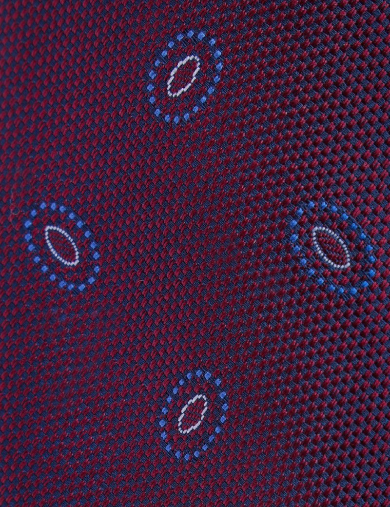 T005M00-Maroon-2 Navy & white pattern Tie