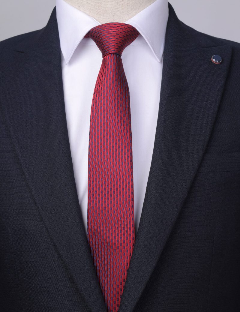 T005R00-Red-2 Navy pattern Tie