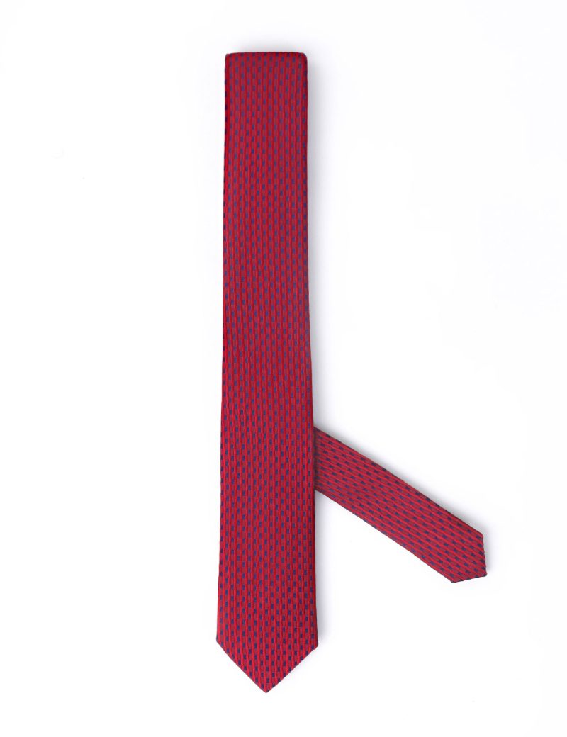 T005R00-Red-4 Navy pattern Tie