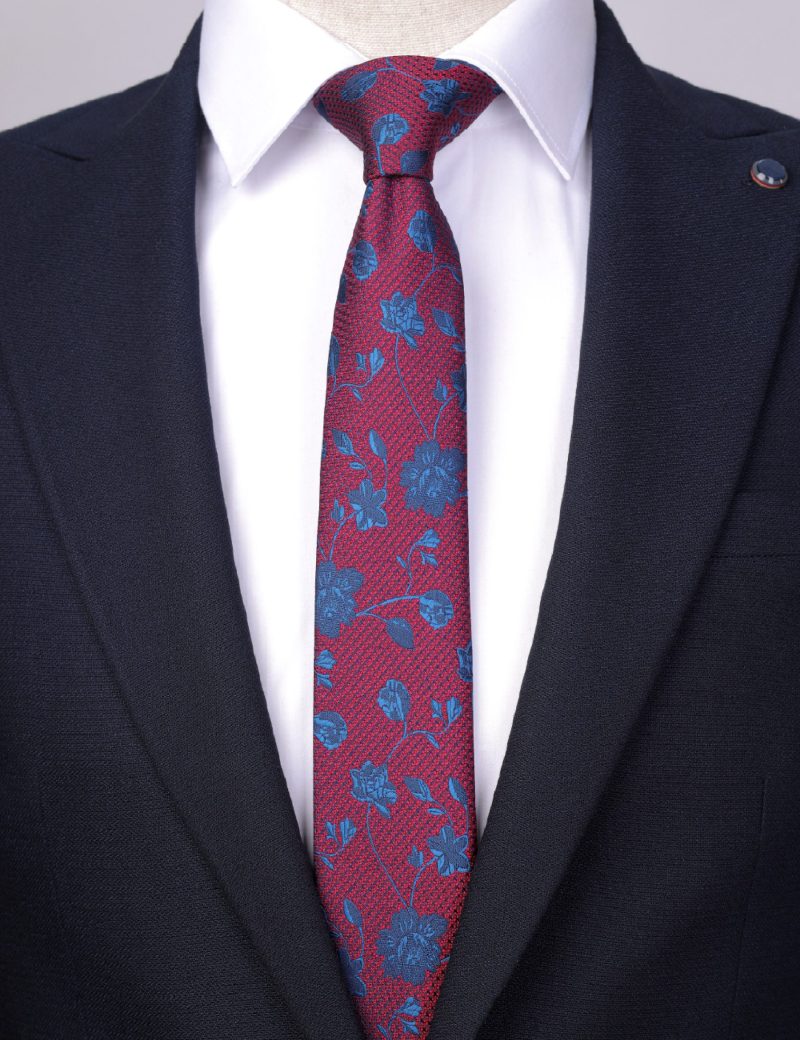 Navy flowers Tie