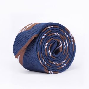 Brown & white regimental stripes Tie