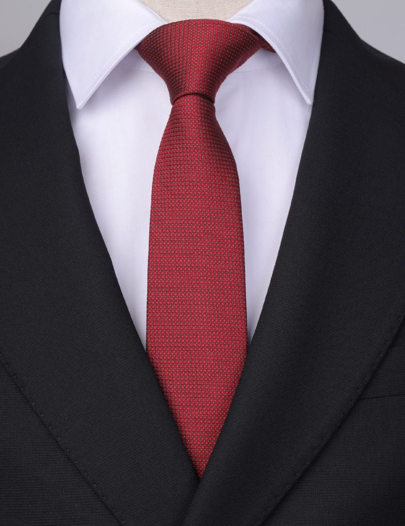T006R00-Red-3 Squares with white dots Tie