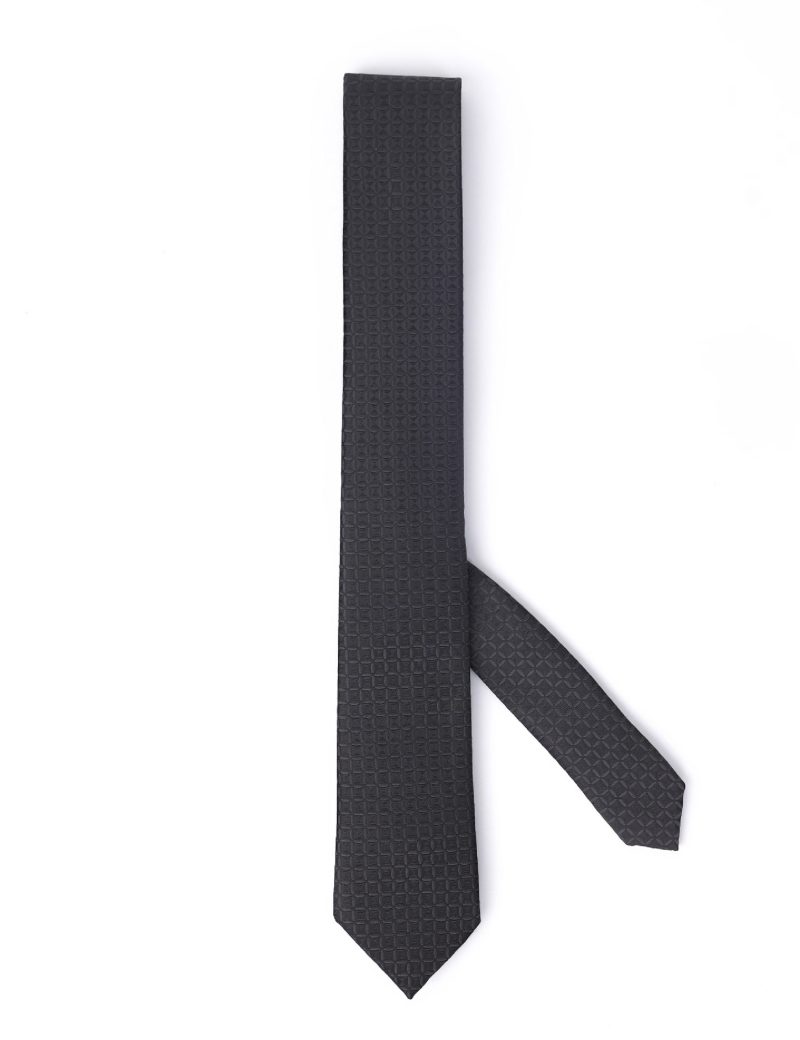 T007B00-Black-3 Black squares Tie