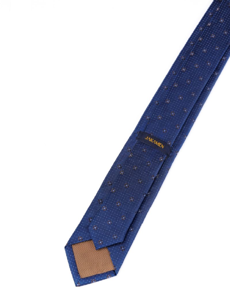 T007N00-Navy-4 Brown flowers Tie