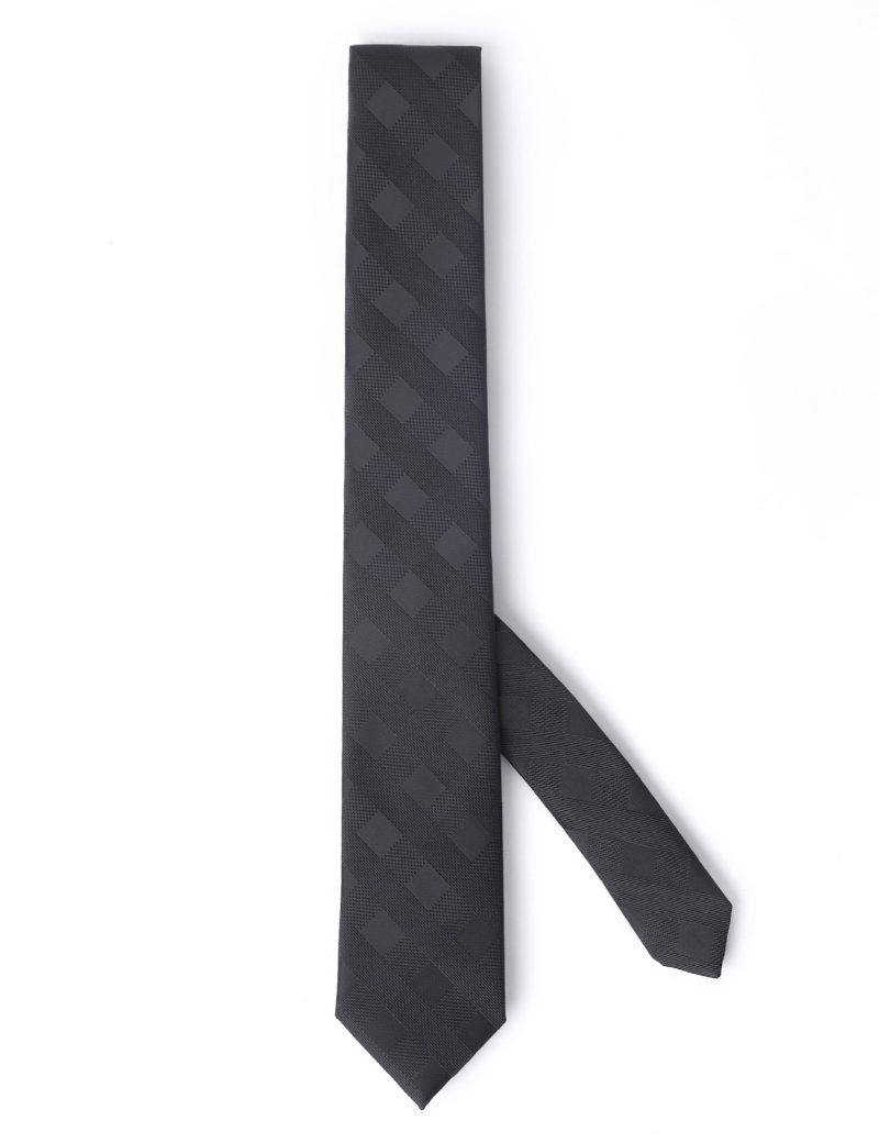 T008B00-Black-4 Checked Tie