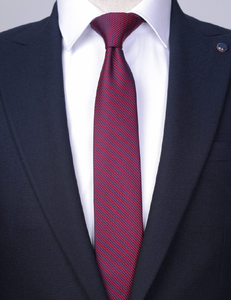 T008M00-Maroon-3 Navy stripes Tie