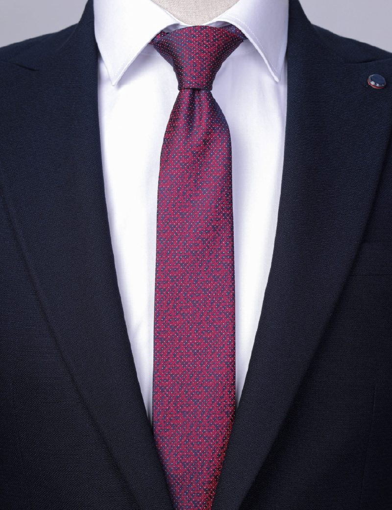 T009M00-Maroon-3 Navy with white dots Tie