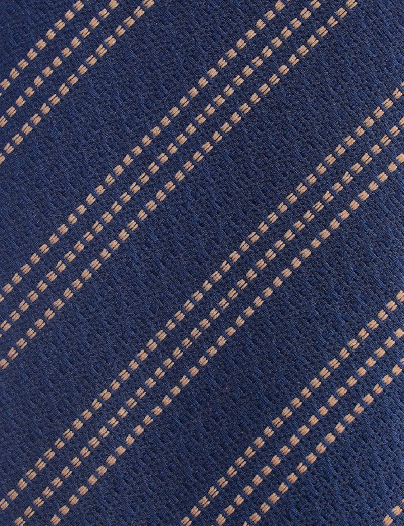 T010N00-Navy-2 Gold stripes Tie